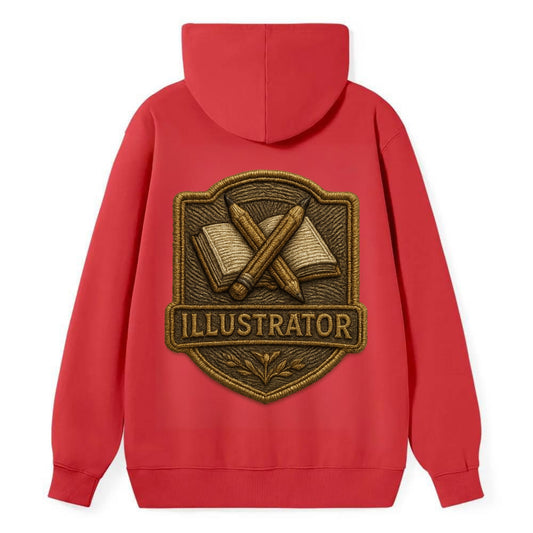 Pencils and sketchbook - illustrator badge - Classic Pullover Hoodie - Red