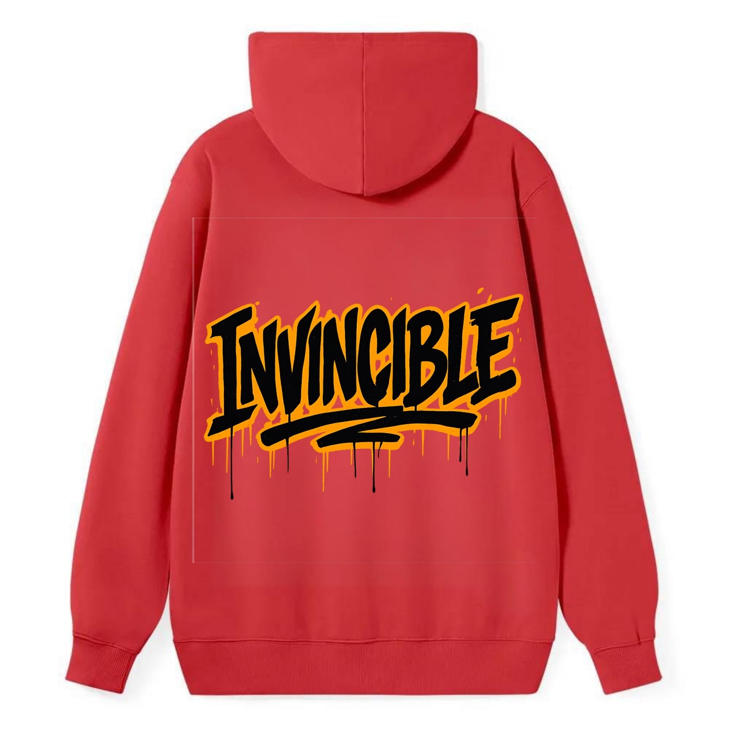 Bold typography design - "INVINCIBLE" - cannot be defeated, unconquerable - Classic Pullover Hoodie - Red