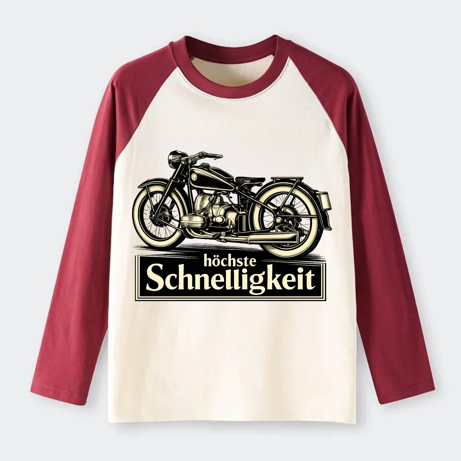 German Speed Motorcycle - Raglan Long Sleeve T-Shirt - Red