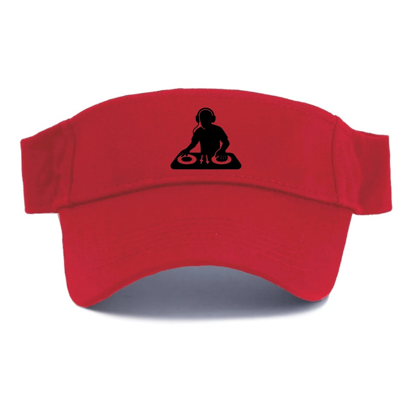DJ with turntables and headphones - Visor - Red