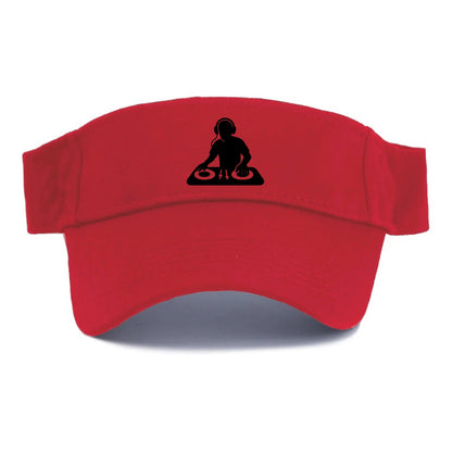 DJ with turntables and headphones - Visor - Red
