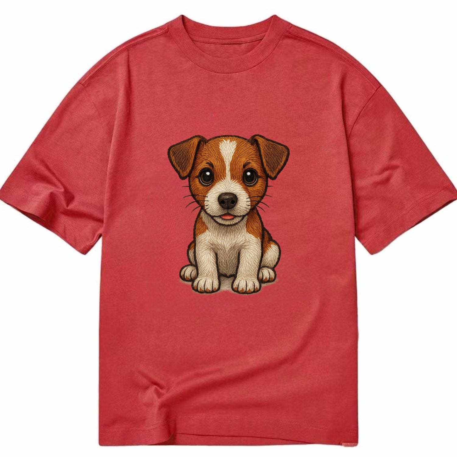 Baby Jack Russell Terrier Puppy - white with markings, alert ears, energetic - Classic T-shirt - Red