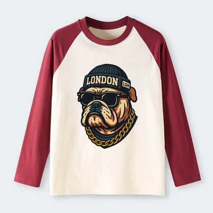 London Bulldog - Raglan Long Sleeve T-Shirt - Red