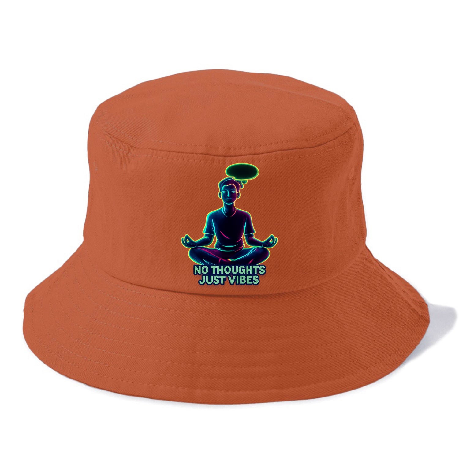 Peaceful floating figure with empty thought bubble - "no thoughts just vibes" zen state - Bucket Hat - Red
