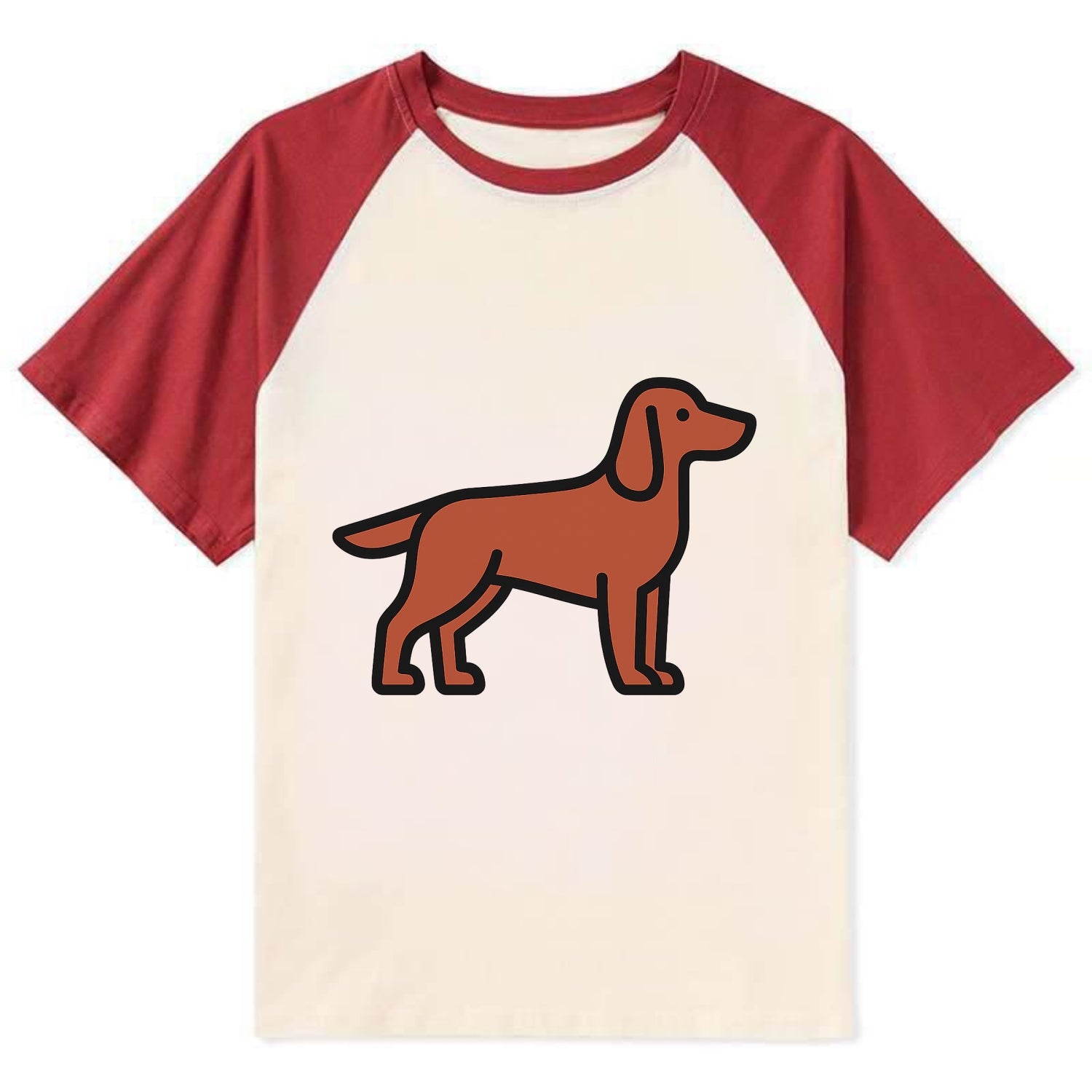 Irish Setter - Red/chestnut flat side profile - Contrast Raglan T-shirt - Red