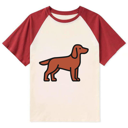 Irish Setter - Red/chestnut flat side profile - Contrast Raglan T-shirt - Red