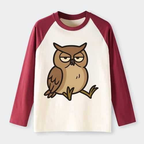 The Owl Judging Silently - Raglan Long Sleeve T-Shirt