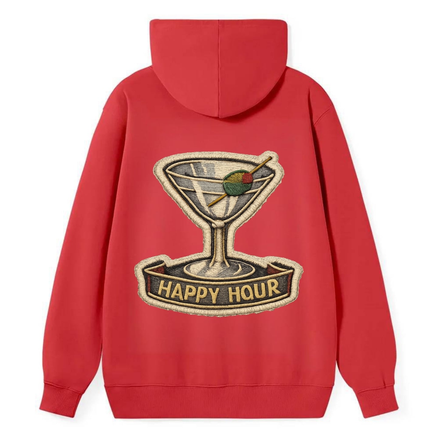 COCKTAIL MARTINI - martini glass with olive in silver and green , happy - Classic Pullover Hoodie - Red