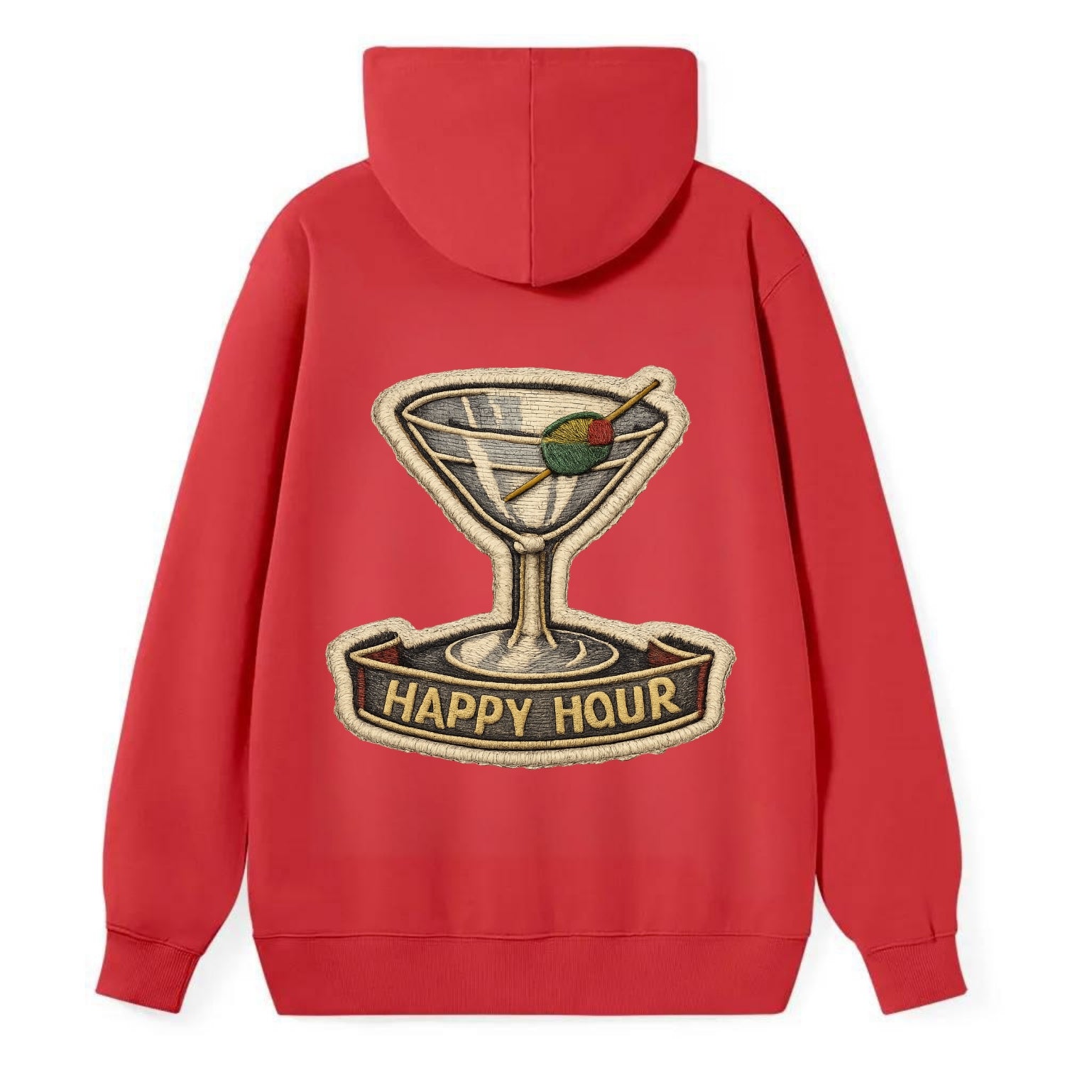 COCKTAIL MARTINI - martini glass with olive in silver and green , happy - Classic Pullover Hoodie - Red