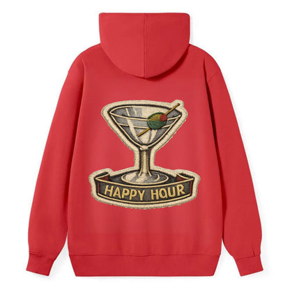 COCKTAIL MARTINI - martini glass with olive in silver and green , happy - Classic Pullover Hoodie - Red