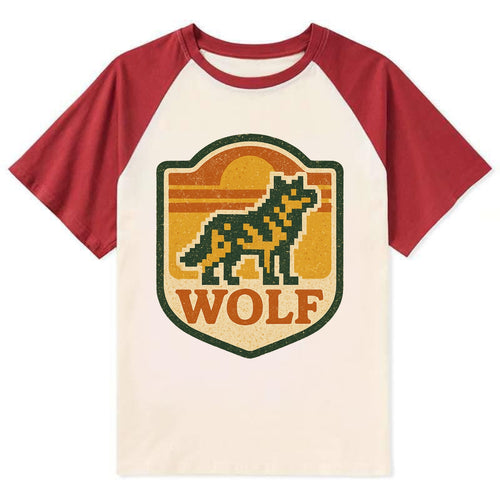Digital Pixel Wolf  - Contrast Raglan T-shirt