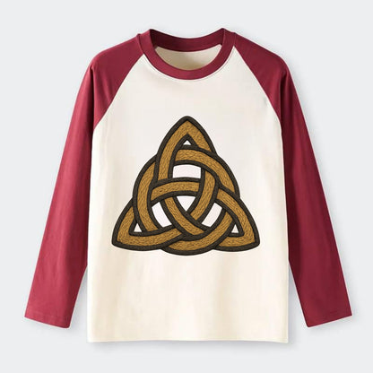 Trinity Knot  - Raglan Long Sleeve T-Shirt - Red