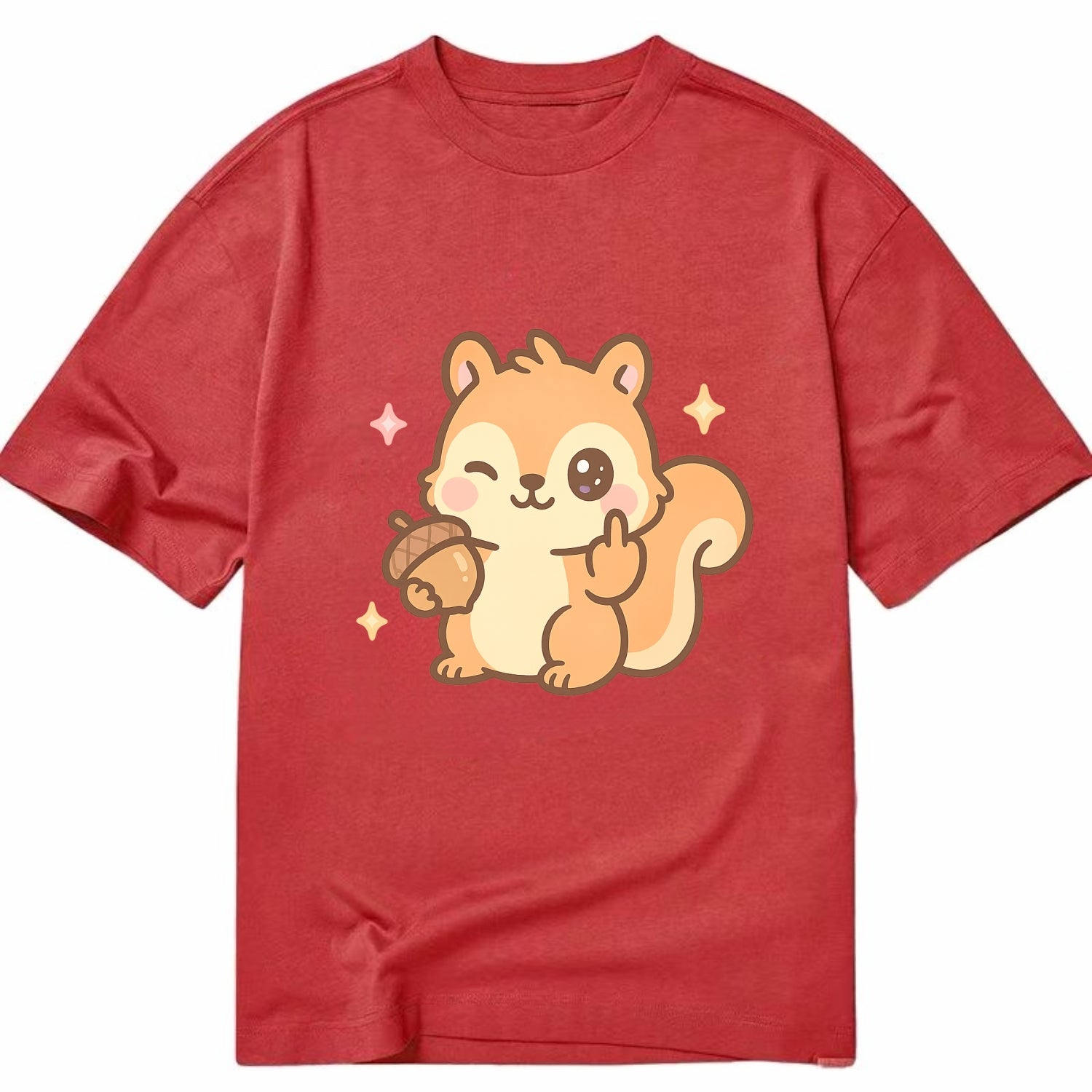sweet squirrel holding acorn in one paw, flipping off with the other - Classic T-shirt - Red