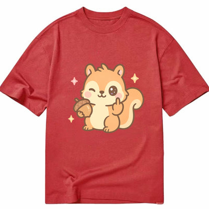 sweet squirrel holding acorn in one paw, flipping off with the other - Classic T-shirt - Red