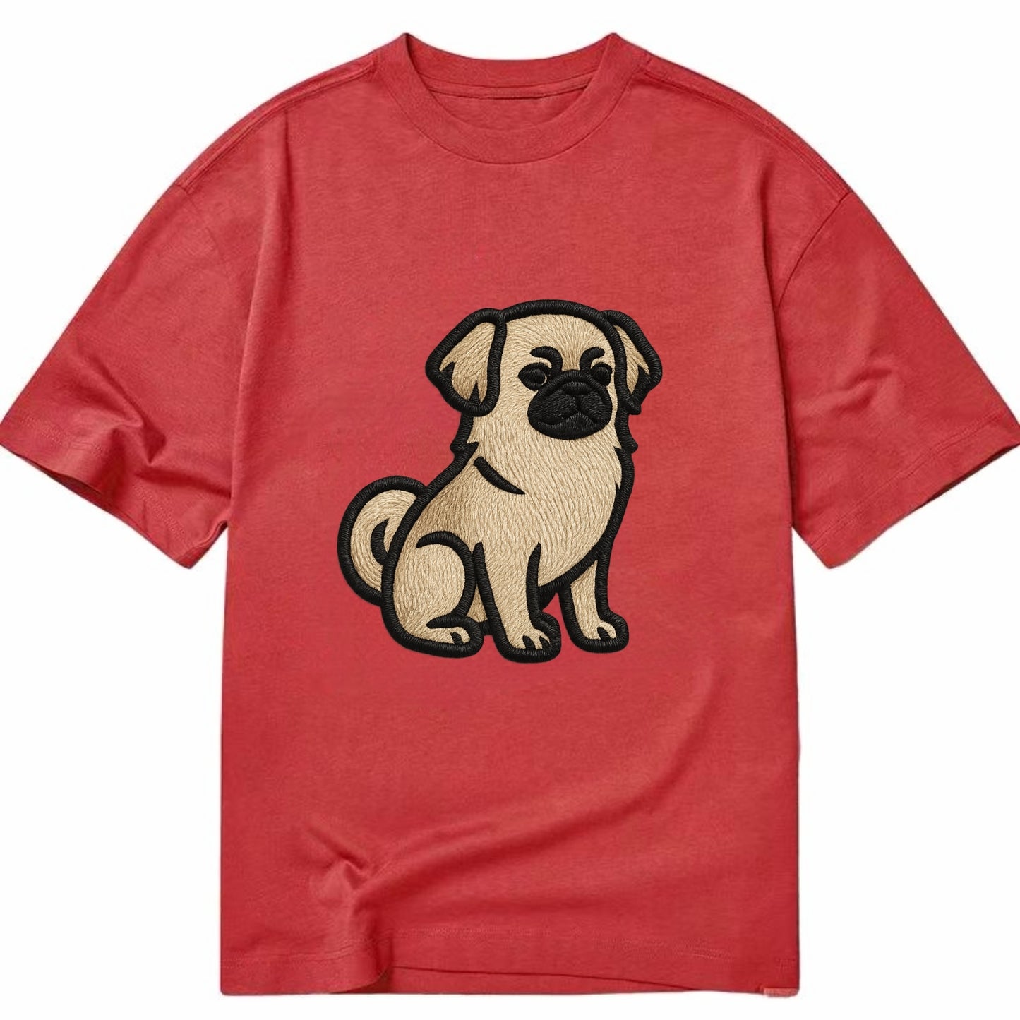 Tibetan Spaniel - Fawn small dog embroid - Classic T-shirt - Red