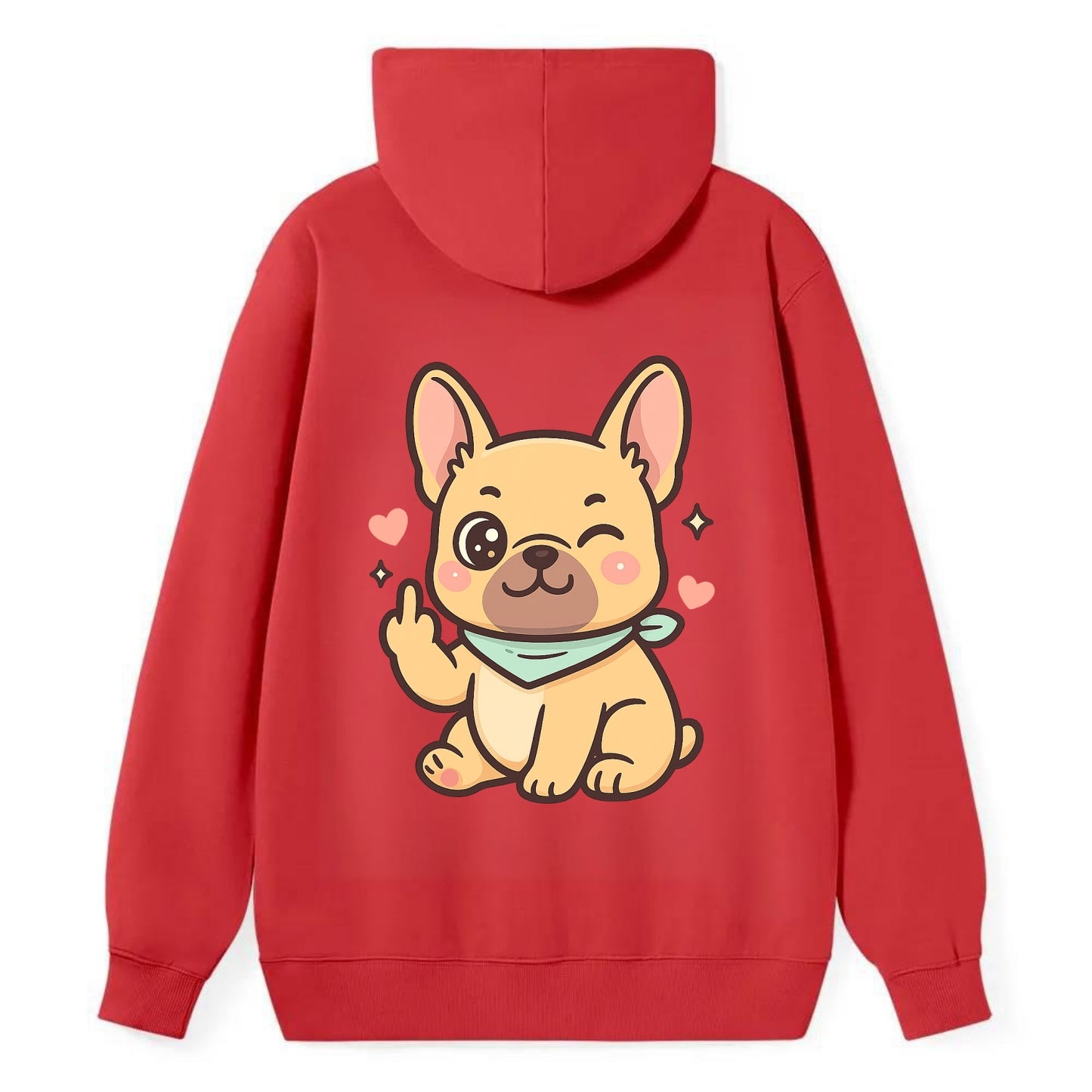French Bulldog sitting with bat ears up, strong paw with sass - Classic Pullover Hoodie - Red