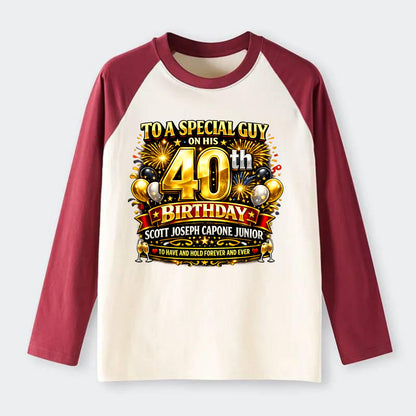 Special 40th Birthday - Raglan Long Sleeve T-Shirt - Red