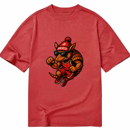 Houston Armadillo wearing Rockets red and silver beanie with rocket ship and - Classic T-shirt - Red