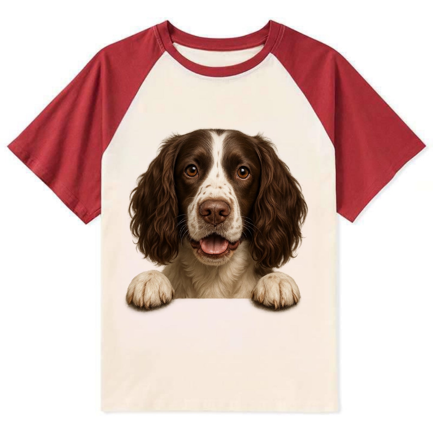 English Springer Spaniel  - Contrast Rag - Contrast Raglan T-shirt - Red