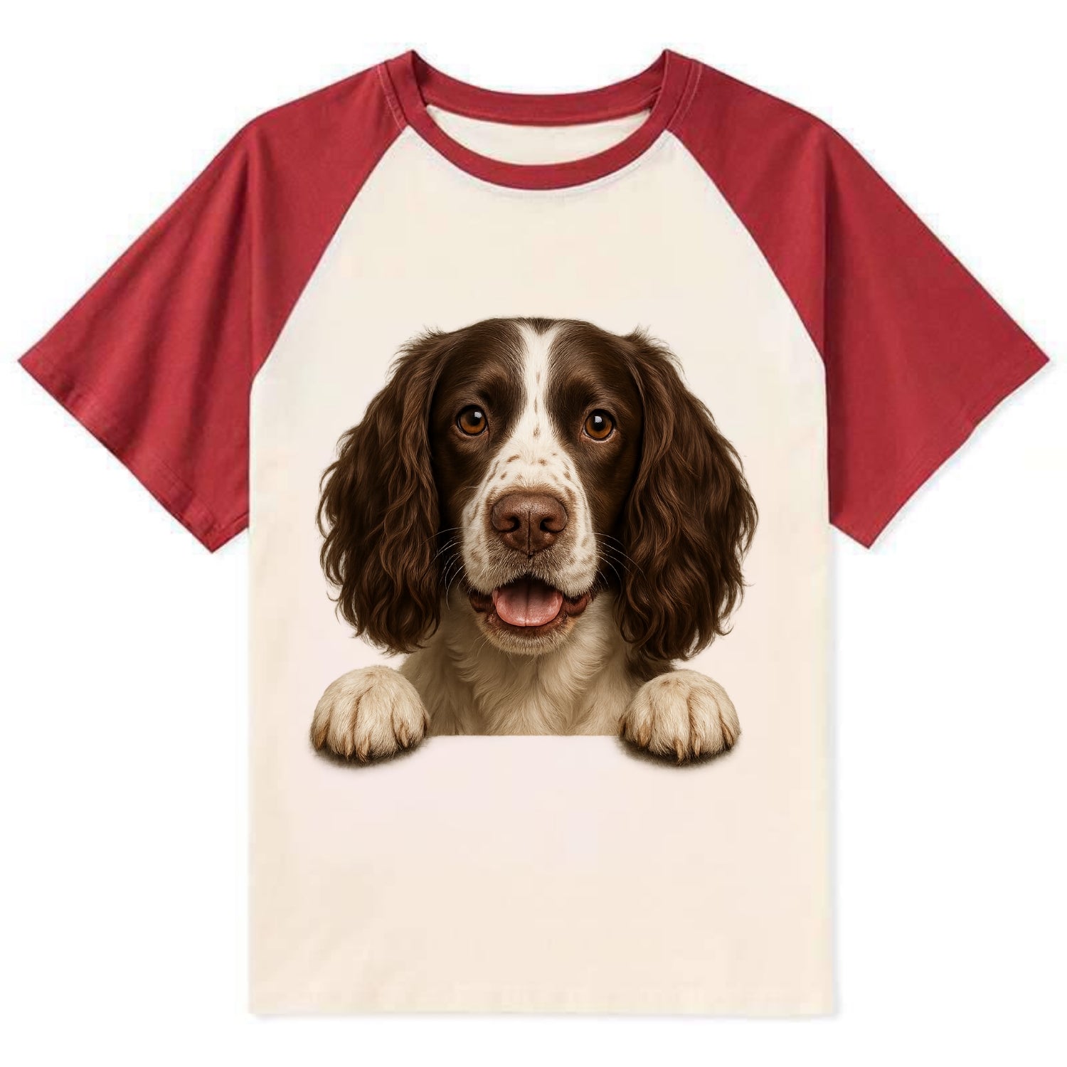 English Springer Spaniel  - Contrast Rag - Contrast Raglan T-shirt - Red