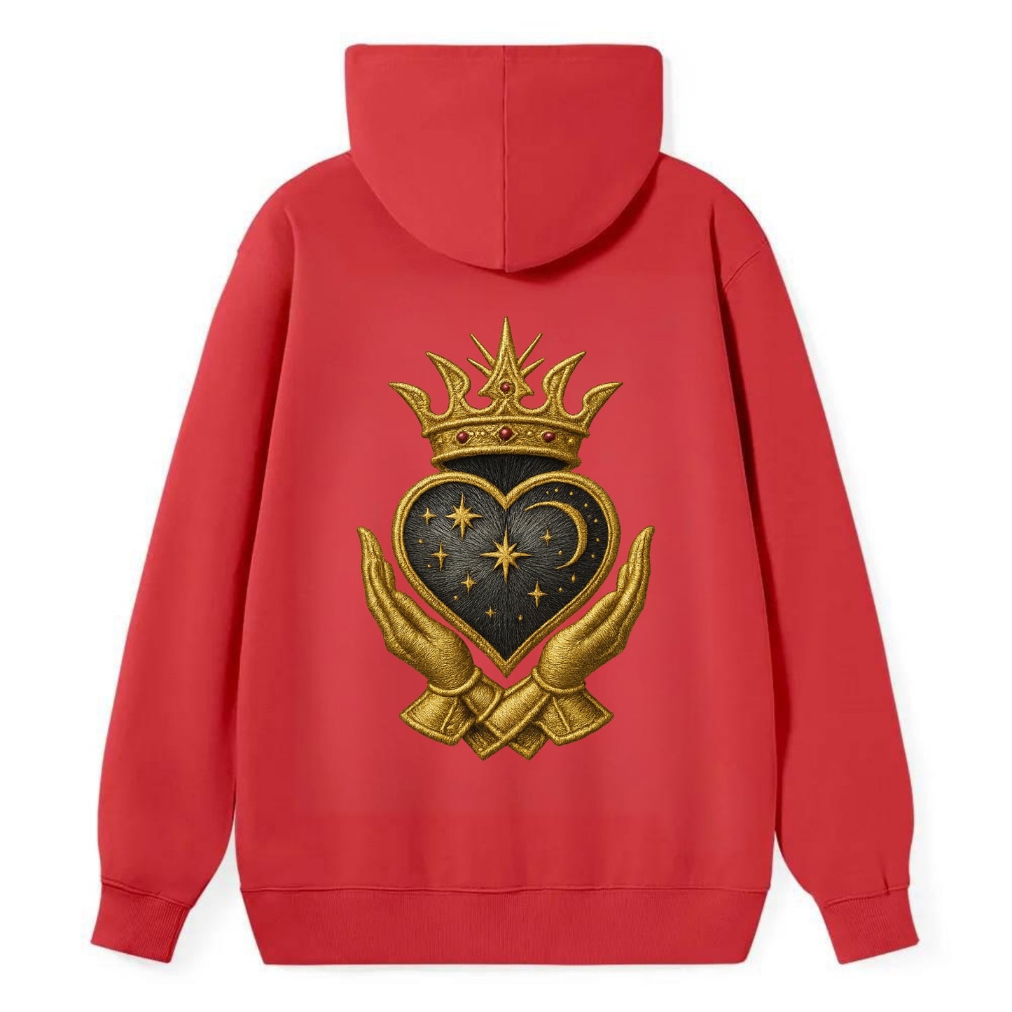 Hammered bronze warrior crown anchoring a dark steel heart with - Classic Pullover Hoodie - Red