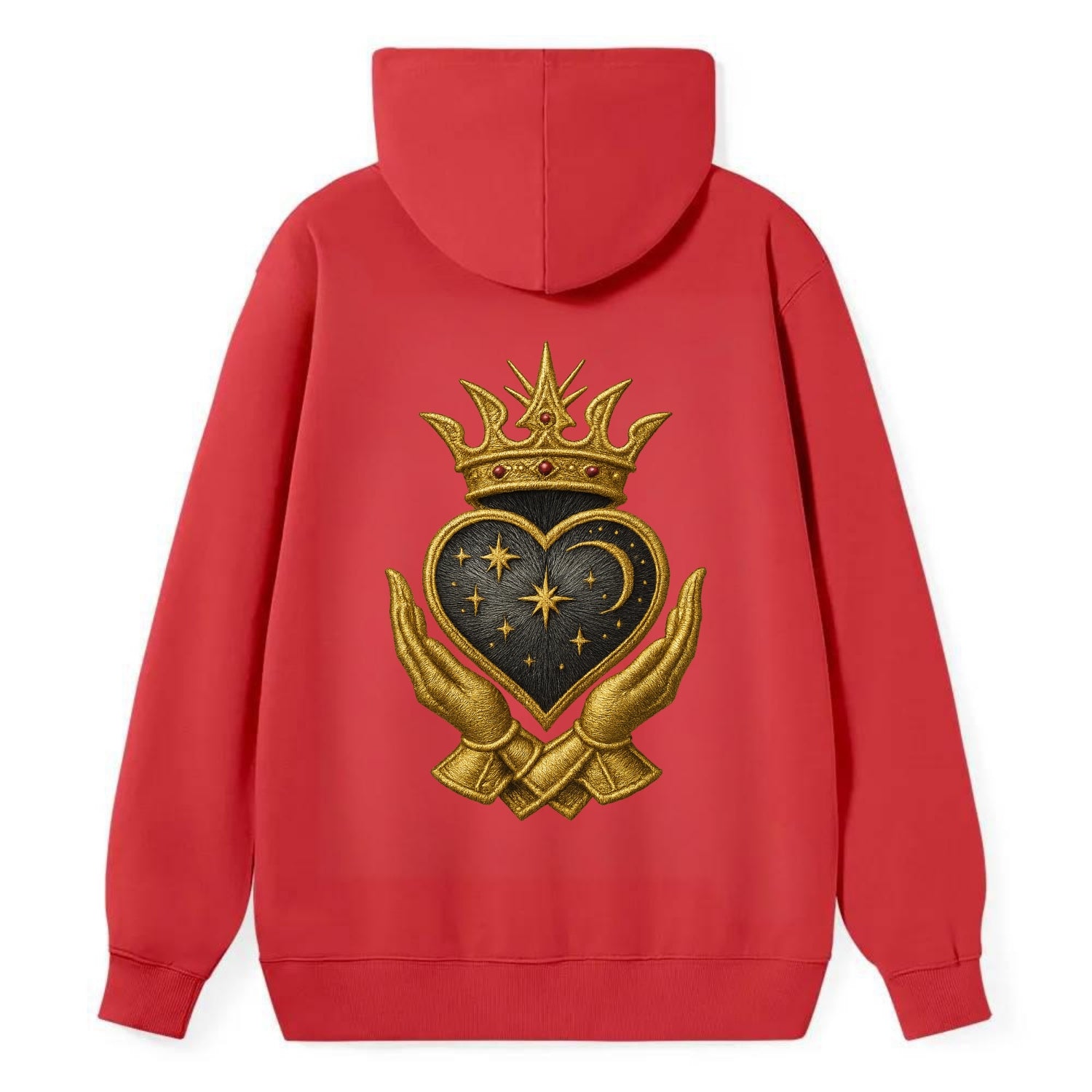 Hammered bronze warrior crown anchoring a dark steel heart with - Classic Pullover Hoodie - Red