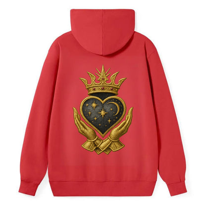 Hammered bronze warrior crown anchoring a dark steel heart with - Classic Pullover Hoodie - Red