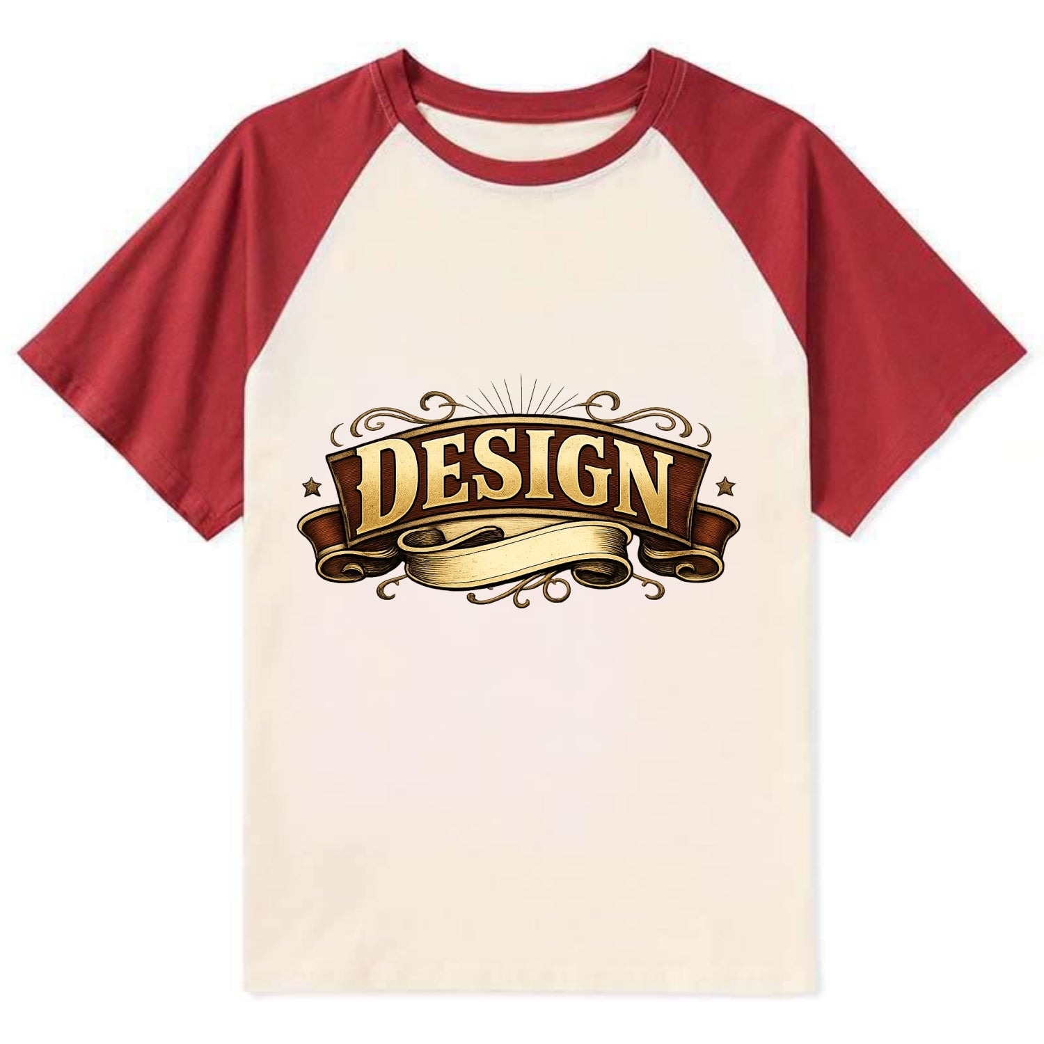 Bold typography design - "DESIGN" - intentional creation, aesthetic - Contrast Raglan T-shirt - Red