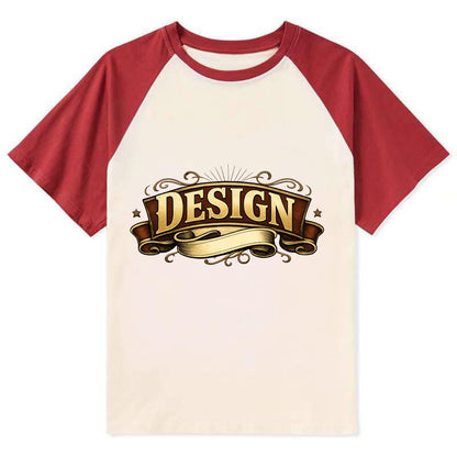 Bold typography design - "DESIGN" - intentional creation, aesthetic - Contrast Raglan T-shirt - Red