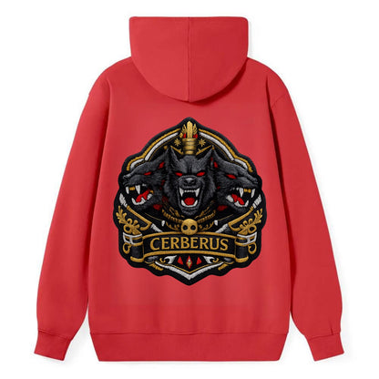 CERBERUS THREE HEADS - triple hound in black and red , underworld - Classic Pullover Hoodie - Red