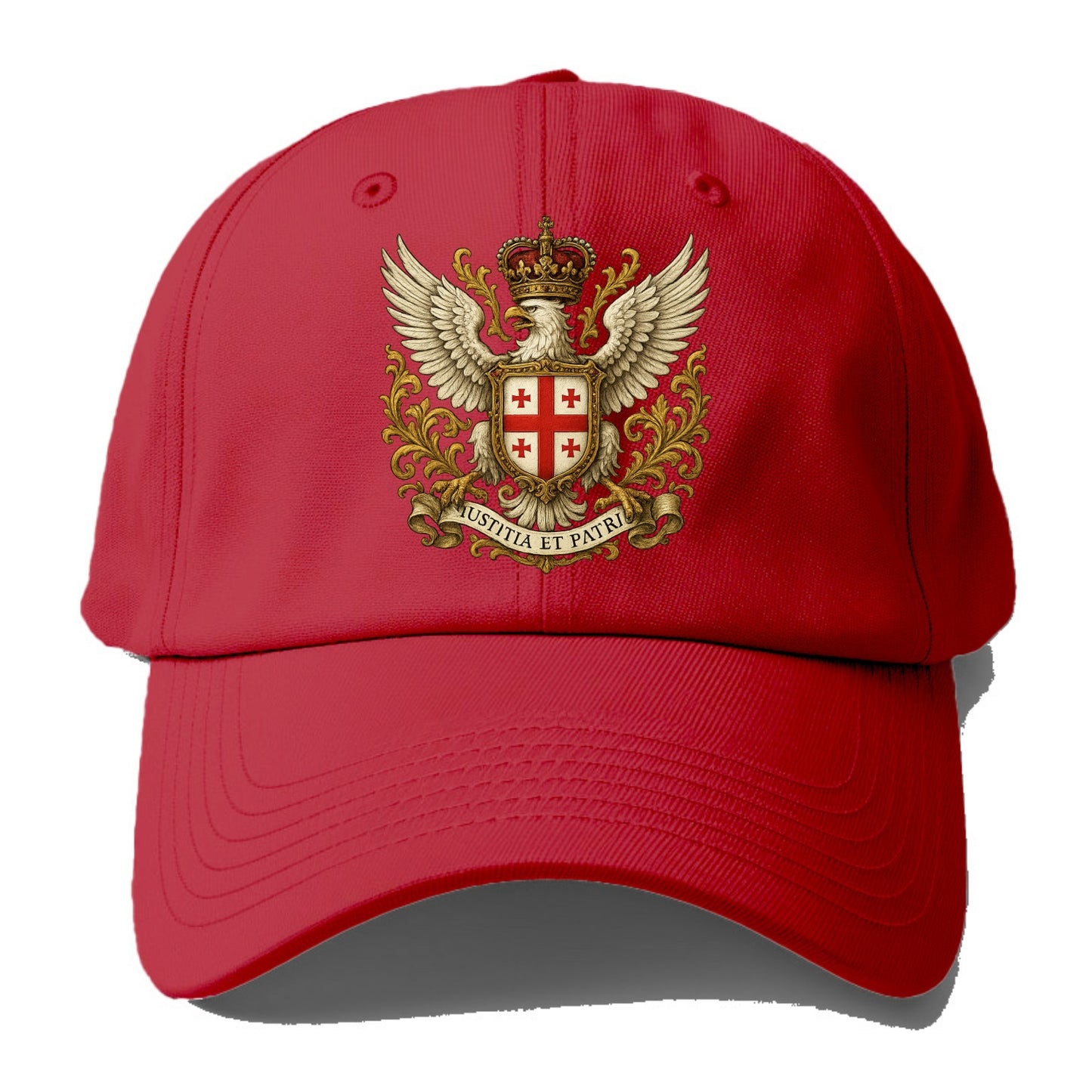 Georgia White Eagle Emblem  - Baseball Cap - Red