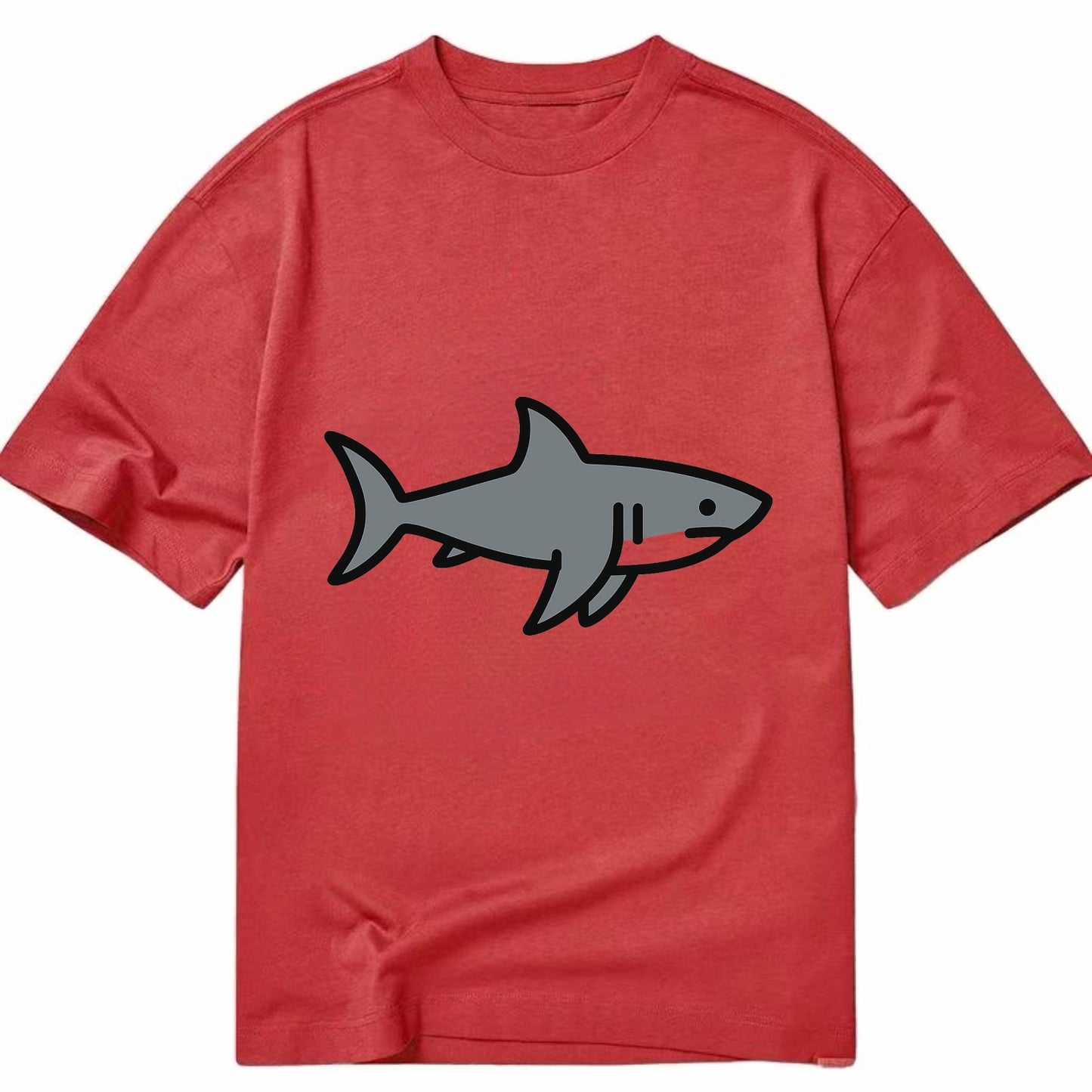 Great White Shark - Gray predator flat side profile - Classic T-shirt - Red