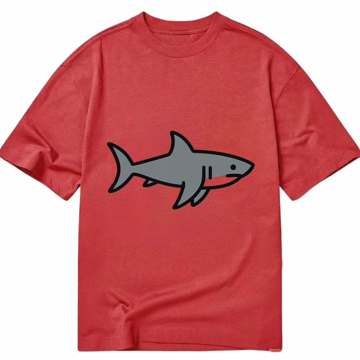Great White Shark - Gray predator flat side profile - Classic T-shirt - Red