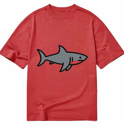 Great White Shark - Gray predator flat side profile - Classic T-shirt - Red