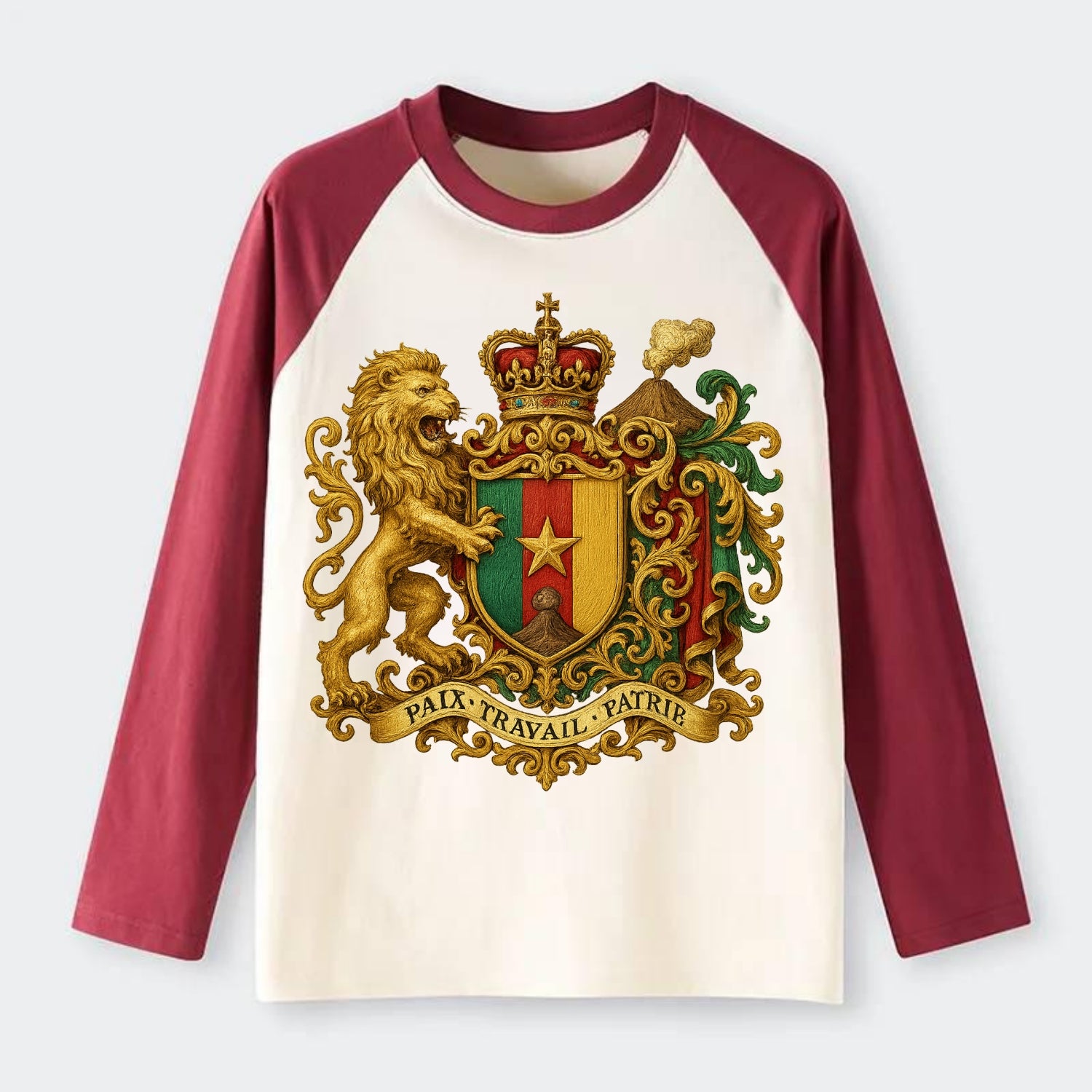 Cameroon Royal Logo  - Raglan Long Sleeve T-Shirt - Red