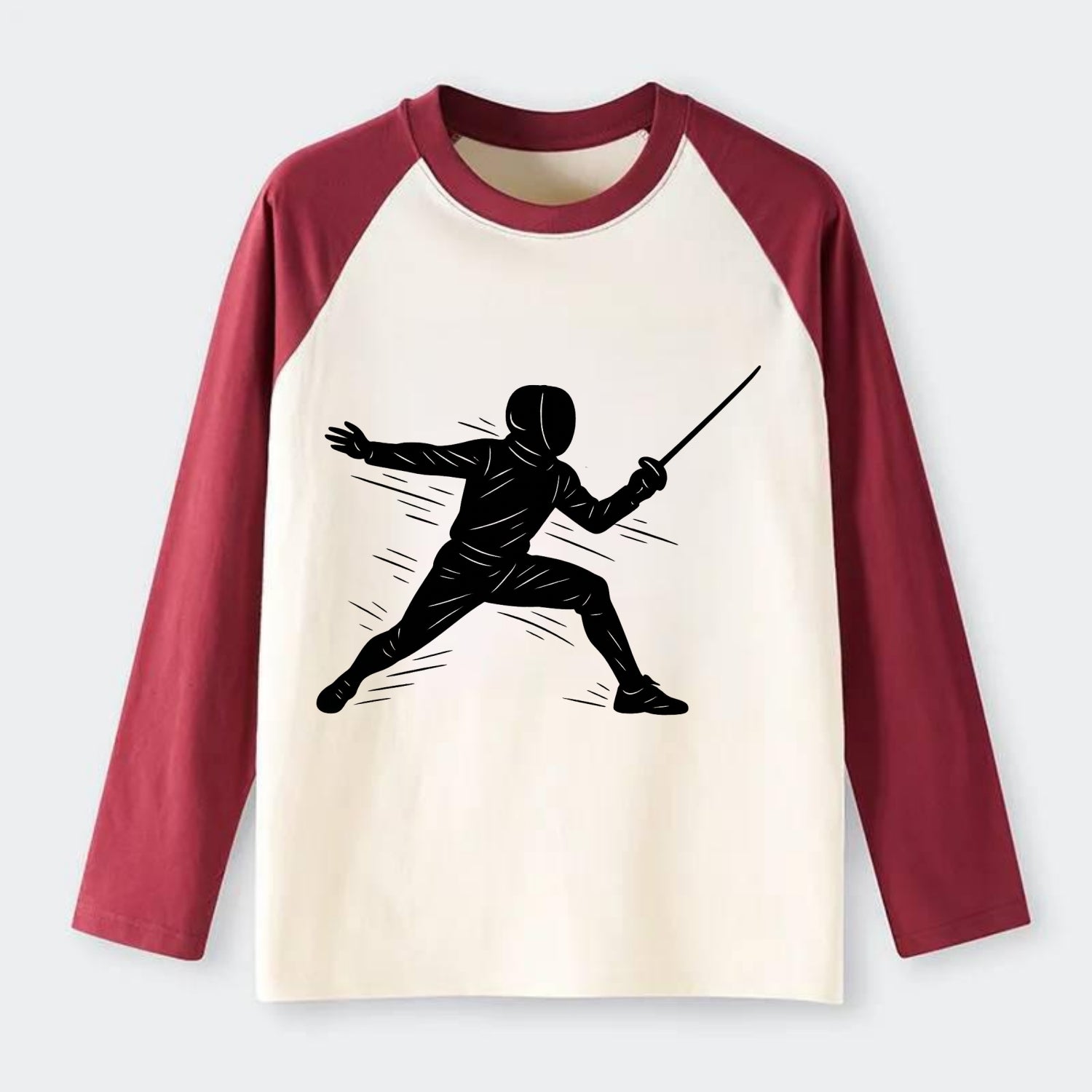 Fencer lunging attack position - Raglan Long Sleeve T-Shirt - Red