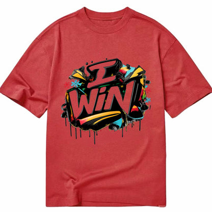 Bold typography design - "I WIN" - victory mindset, winning - Classic T-shirt - Red