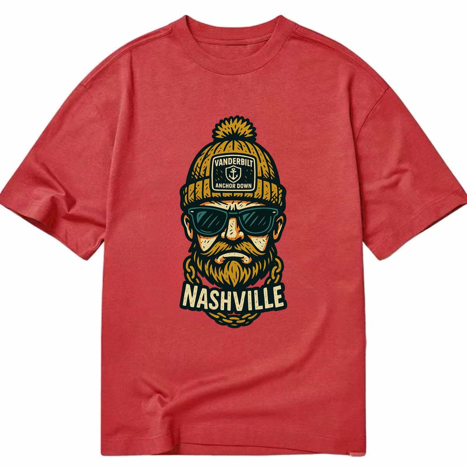 Nashville Commodore wearing Vanderbilt beanie with anchor patch - Classic T-shirt - Red