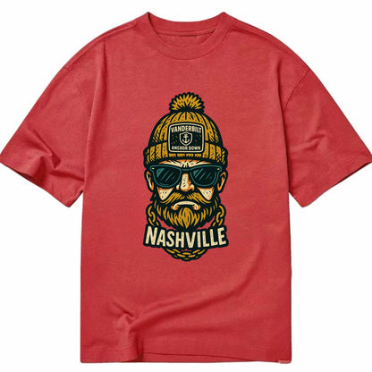 Nashville Commodore wearing Vanderbilt beanie with anchor patch - Classic T-shirt - Red