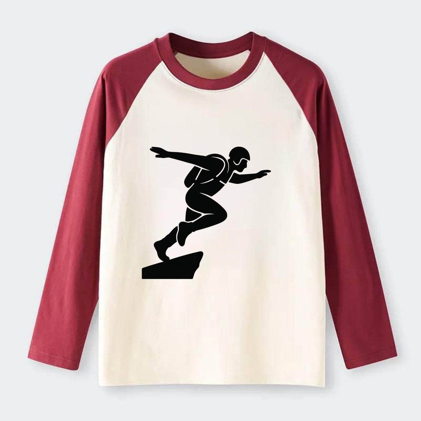 Base jumper launching off - Raglan Long Sleeve T-Shirt - Red