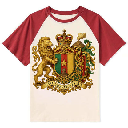 Cameroon Royal Logo  - Contrast Raglan T-shirt - Red