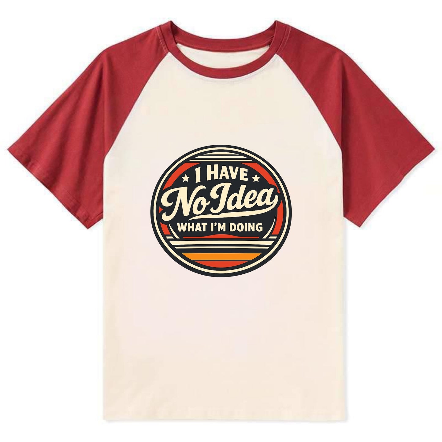 Confidently Clueless Emblem - Contrast Raglan T-shirt - Red