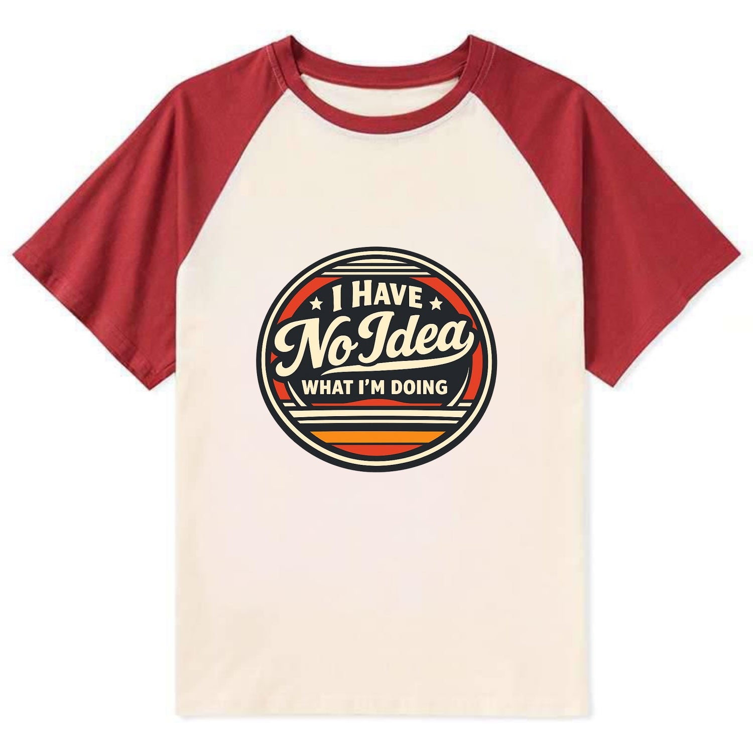 Confidently Clueless Emblem - Contrast Raglan T-shirt - Red