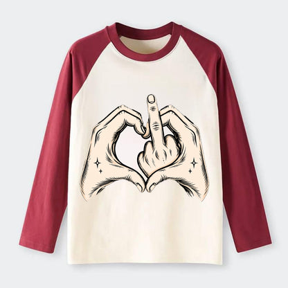 Love You Symbol - Raglan Long Sleeve T-Shirt - Red