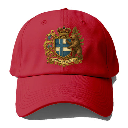 Finland Brown Bear Emblem  - Baseball Cap - Red