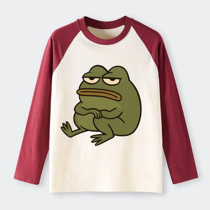 The Frog Judges Silently - Raglan Long Sleeve T-Shirt - Red