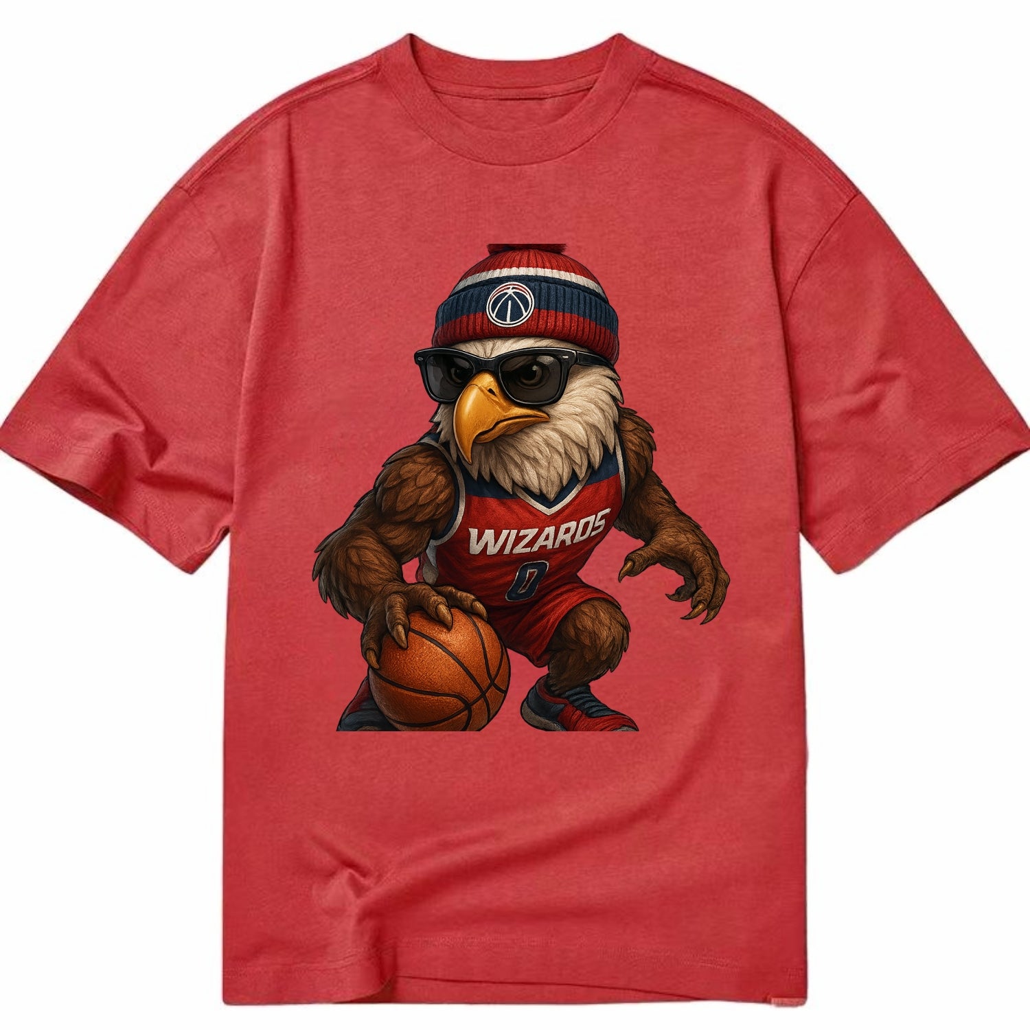 DC Eagle wearing Wizards red white and blue beanie with monument patch and - Classic T-shirt - Red