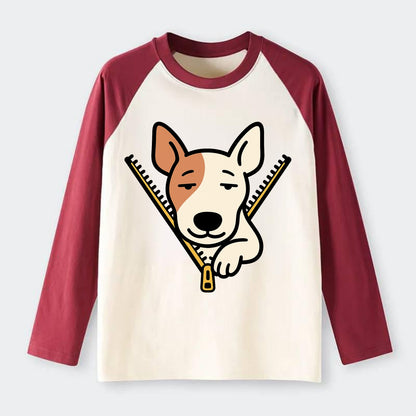 Bull Terrier - Raglan Long Sleeve T-Shirt - Red