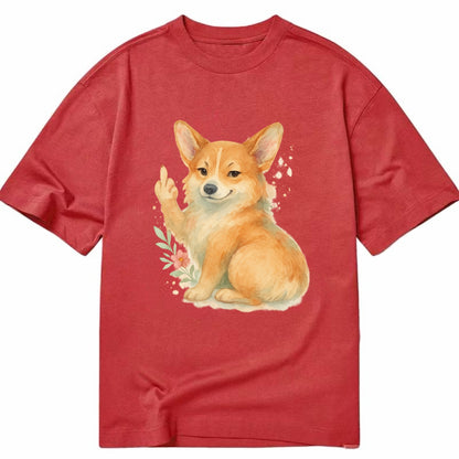 Corgi short legs and fluffy butt, one stubby paw up with sass - Classic T-shirt - Red