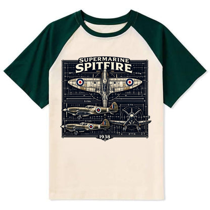 Spitfire Blueprint - Contrast Raglan T-shirt